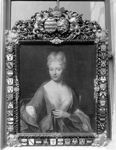 835471 Afbeelding van een schilderij met het portret van Johanna Charlotta van Renesse, vrijvrouwe van Lockhorst, 's ...